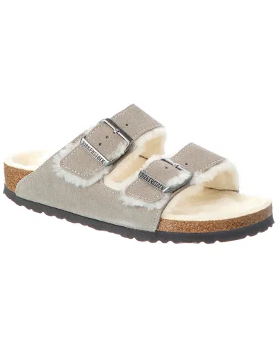 Birkenstock Arizona Shearling & Suede Sandals In Grey