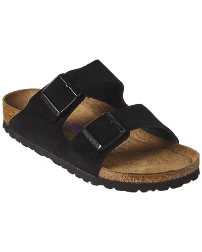 Birkenstock Arizona Narrow Soft Footbed Suede Sandal In Black