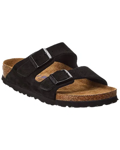 Birkenstock Arizona Narrow Soft Footbed Suede Sandal In Black