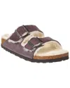 Birkenstock Arizona Narrow Suede & Shearling Sandal In Gray