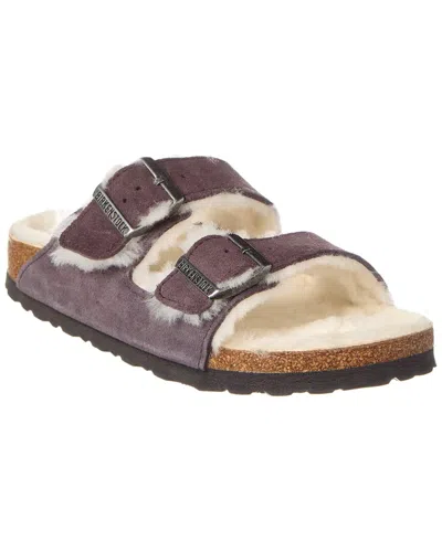 Birkenstock Arizona Shearling & Suede Sandals In Grey
