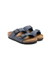 BIRKENSTOCK ARIZONA NAVY BLUE SANDALS WITH ENGRAVED LOGO IN ECO LEATHER BOY
