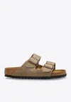 Birkenstock Arizona Big Buckle Leather Slides In Beige