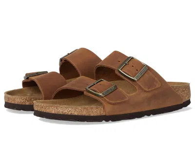Birkenstock Arizona - Oiled Leather Women's Slide Shoes Cognac: Eu 41 (us Women's 10-10.5) Narrow In Tan