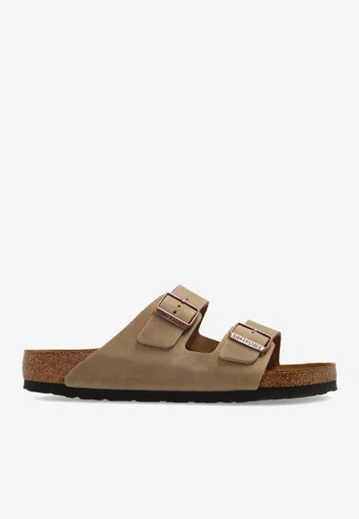 Birkenstock Arizona Oiled Nubuck Leather Slides In Blue