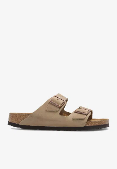 Birkenstock Arizona Oiled Nubuck Leather Slides In Neutral