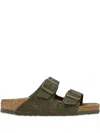 Birkenstock Arizona Logo-engraved Suede Sandals In Green