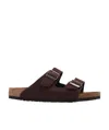 Birkenstock Arizona Pebbled Leather Sandals In Black