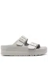 Birkenstock Slip-on Platform Sandals Adjustable Straps In Grey