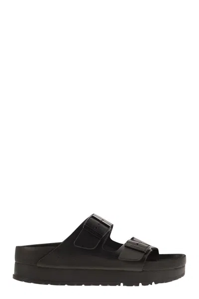 Birkenstock Arizona Platform - Slipper With Leather Buckles In Black