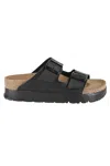 Birkenstock Arizona Patent Leather Slides In Black Veg