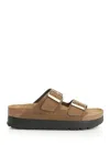 Birkenstock Women's Arizona Flex Nubuck Leather Platform Sandals From Finish Line In Brown