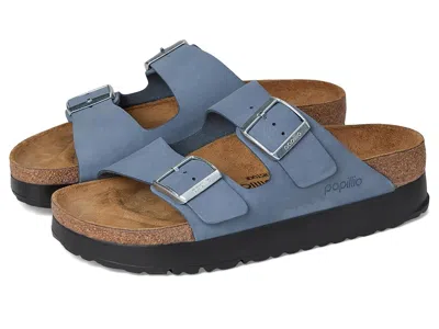 Birkenstock Arizona Platform Sandal - Nubuck In Blue