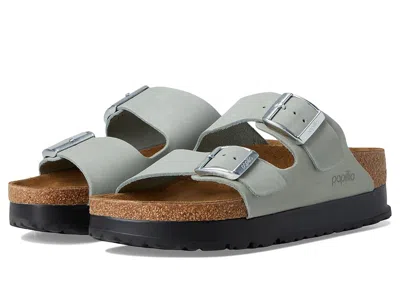 Birkenstock Arizona Platform Sandal - Nubuck In Green