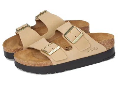 Birkenstock Arizona Platform Sandal - Nubuck Women's Shoes Sandcastle: Eu 40 (us Women's 9-9.5) Narrow In Brown