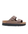 Birkenstock Women's Arizona Flex Nubuck Leather Platform Sandals From Finish Line In Black