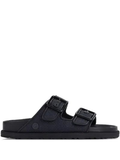 Birkenstock Arizona Raffia Buckled Sandals In Black