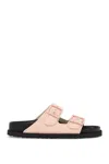 Birkenstock Arizona Raffia Slide In Pink