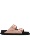 Birkenstock Arizona Raffia Slide In Pink