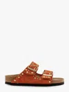Birkenstock Arizona Rivet Border Leather Sandals With Applied Metal Rivets In Orange