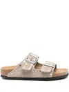 Birkenstock Arizona Rivet Border Taupe Suede Two Bar Mules In Brown