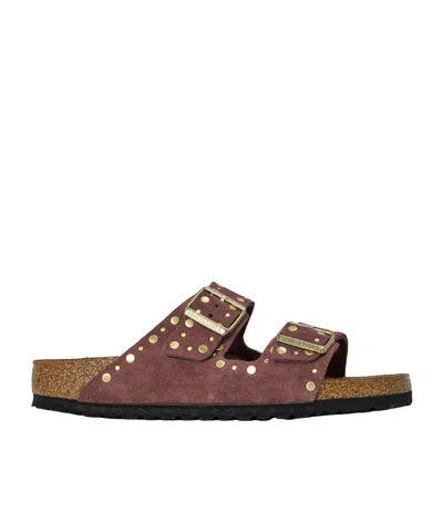 Birkenstock Arizona Rivet Flat Sandals In Red