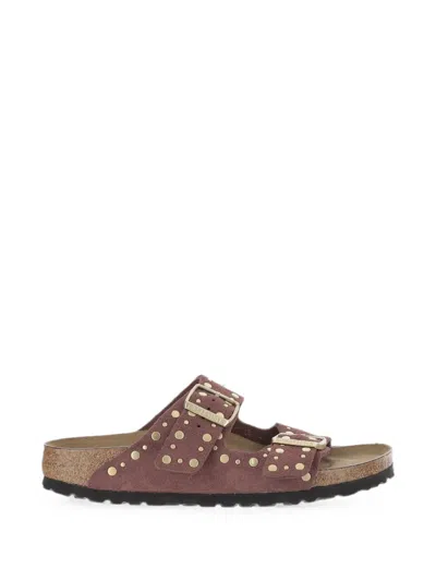 Birkenstock Arizona Rivet Suede Sandals In Pink