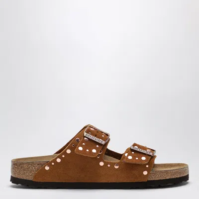 Birkenstock Arizona Rivets Studded Slide Sandal In Brown