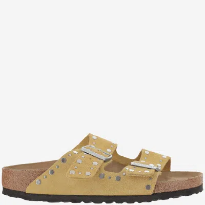 Birkenstock Arizona Rivet Suede Sandals In Yellow