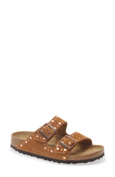 Birkenstock Arizona Rivets Studded Slide Sandal In Brown