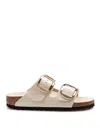 Birkenstock Arizona Big Buckle Leather Slides With Buckle In White