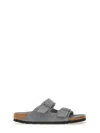 Birkenstock Arizona Open Toe Slippers With Buckle Detailing In Gray