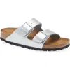 Birkenstock Glitter Double-buckle Flat Sandals In Silver