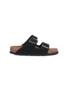 Birkenstock Arizona Double-strap Leather Slides In Black  