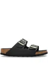 Birkenstock Black Microfiber Arizona Sandals In Black