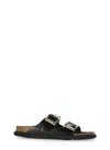 Birkenstock Arizona Droplet Buckle High Shine Black Slides In Black