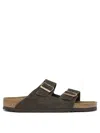 Birkenstock Oiled Leather Sandals With Adjustable Double Straps In Brown