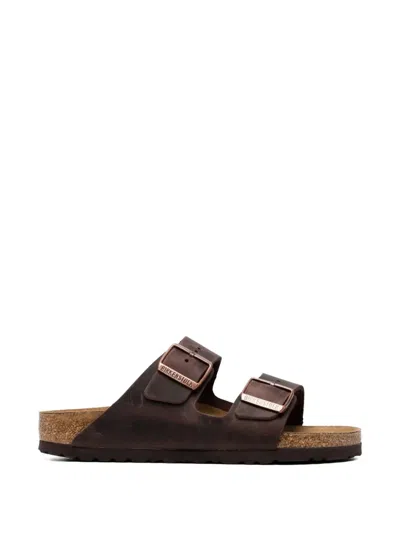 Birkenstock Arizona Buckle-fastening Slides In Brown