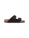 Birkenstock Arizona Mocca Suede Two Bar Mules In Brown