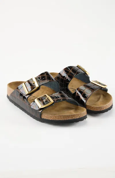 Birkenstock Arizona Sandals In Embossed Animal Black