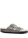 Birkenstock Arizona Two-strap Shearling Sandals In Grey