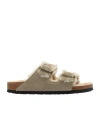 Birkenstock Narrow Fit Arizona Shearling Slides In Multicolor