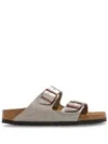 Birkenstock Arizona Double-strap Metallic Slides In Neutrals