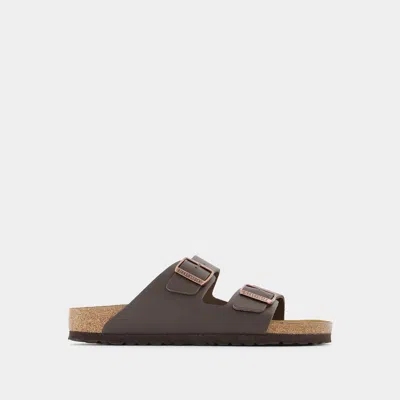 Birkenstock Buckle-fastening Suede Slides In Brown