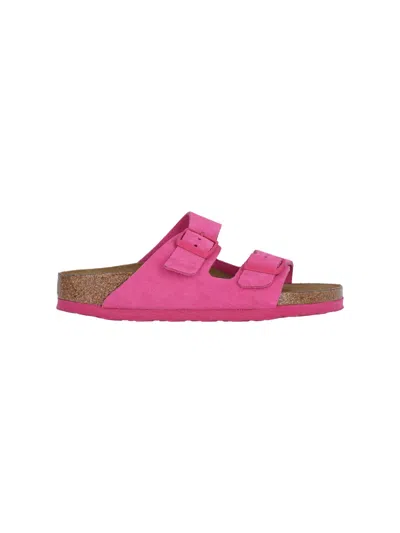 Birkenstock Arizona Womens Suede Sandals In Pink