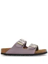 Birkenstock Arizona Double-strap Leather Slides In Purple