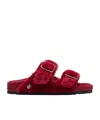 Birkenstock Shearling Sandals In Red