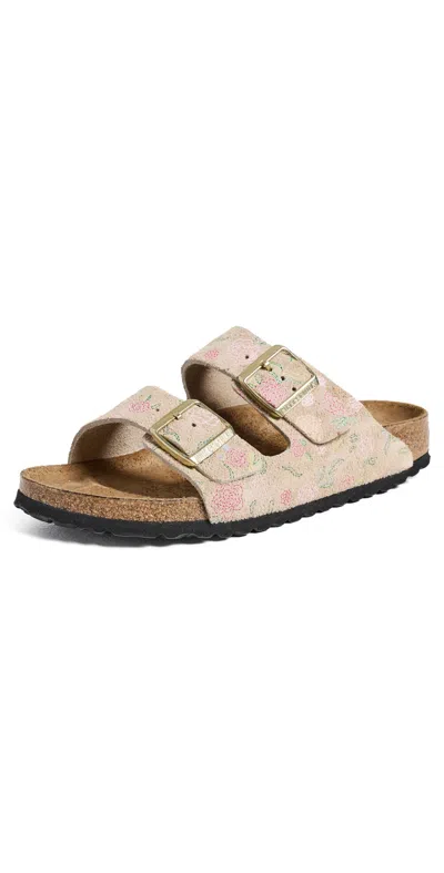 Birkenstock Arizona Sandals Sandcastle Flower Print In Pink