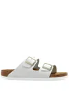 Birkenstock Arizona Birko-flor Triple White Narrow Fitting Sandals In White