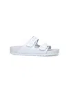 Birkenstock Arizona Exquisite Leather Dual-buckle Slide Sandals In White
